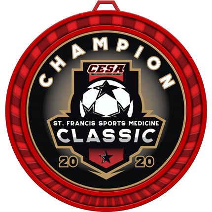 Soccer Medal with Custom Logo in Red Medal